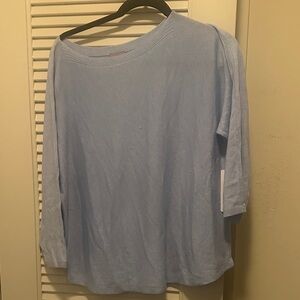 Chico's Pale Blue Boatneck Lightweight Knit Top